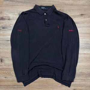 Vintage Polo Ralph Lauren Black Long Sleeve Shirt XL Red Pony Logo